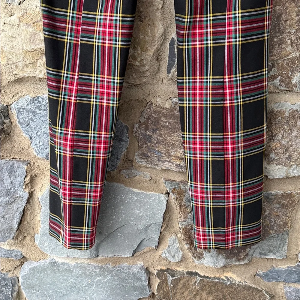 J.Crew Ruby Plaid Pants Black Stewart Tartan Size 6 Holiday Stretch Slim Fit